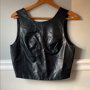 NWOT J.O.A. Los Angeles faux leather crop top